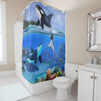 The Orca Family Shower Curtain