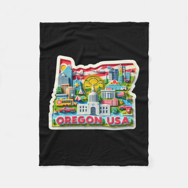 The Oregon State In Usa Sticker  Fleece Blanket (Front)
