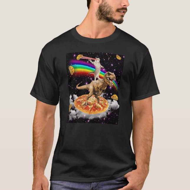 The ORIGINAL Galay Laser Eye Cat on Dinosaur on Pi T-Shirt (Front)