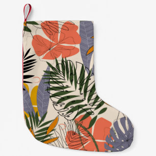 The original pattern with tropical leaves and plan small christmas stocking