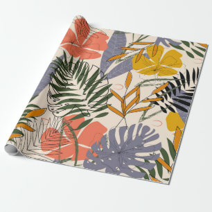 The original pattern with tropical leaves and plan wrapping paper
