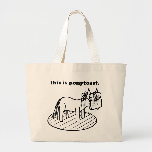 The Original Ponytoast! Large Tote Bag (Front)