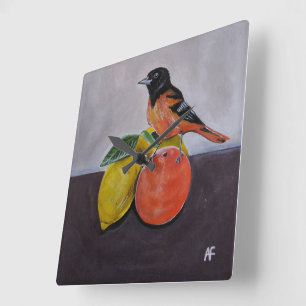 The Oriole's Restful Pose Painting by Alfred Fox Square Wall Clock