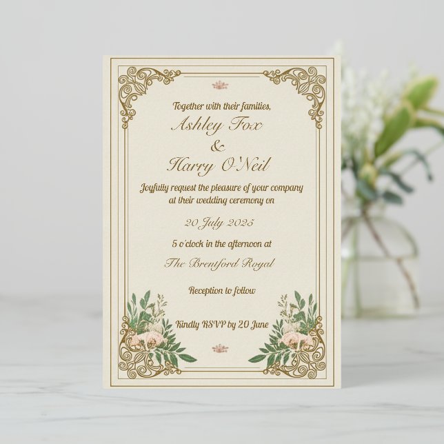 The Ornamental Flourish Wedding Invitation (Standing Front)