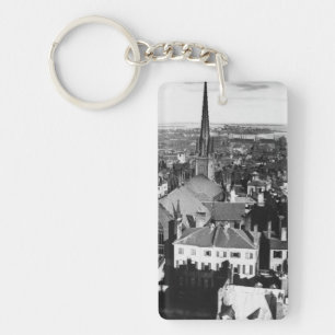 The ornamented spire of a church in Boston Key Ring