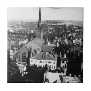 The ornamented spire of a church in Boston Tile