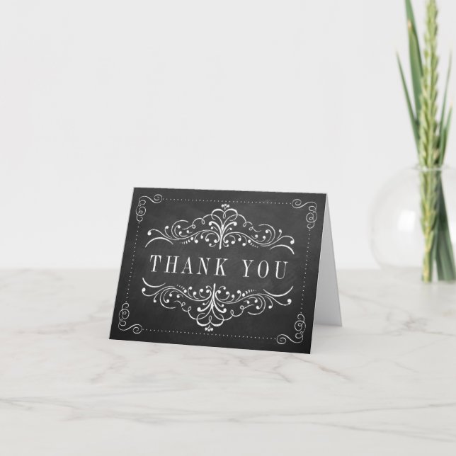 The Ornate Chalkboard Wedding Collection Thank You Card (Front)