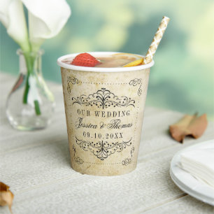 The Ornate Flourish Vintage Wedding Collection Paper Cups