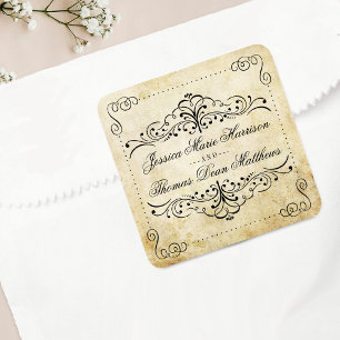 The Ornate Flourish Vintage Wedding Collection Square Sticker
