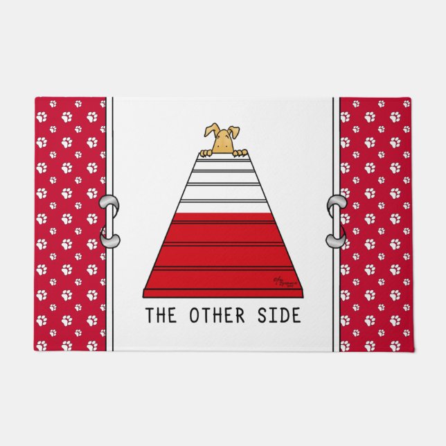 The Other Side - agility funny scared nervous dog Doormat (Front)