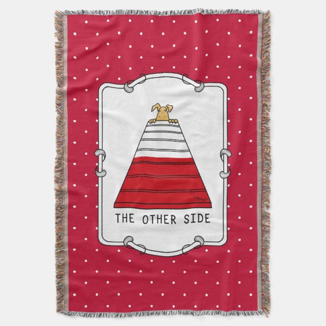 The Other Side - agility funny scared nervous dog Throw Blanket (Front Vertical)