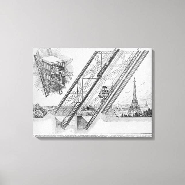 The Otis Elevator in the Eiffel Tower Canvas Print (Front)