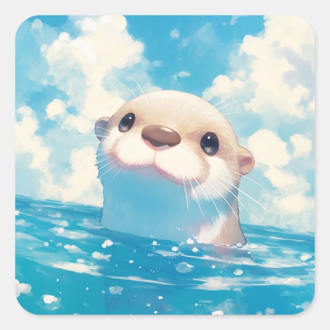 The Otter Aquatic Odyssey Square Sticker (Front)