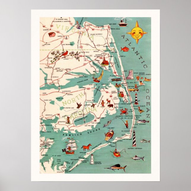 The Outer Banks Map Print (Front)