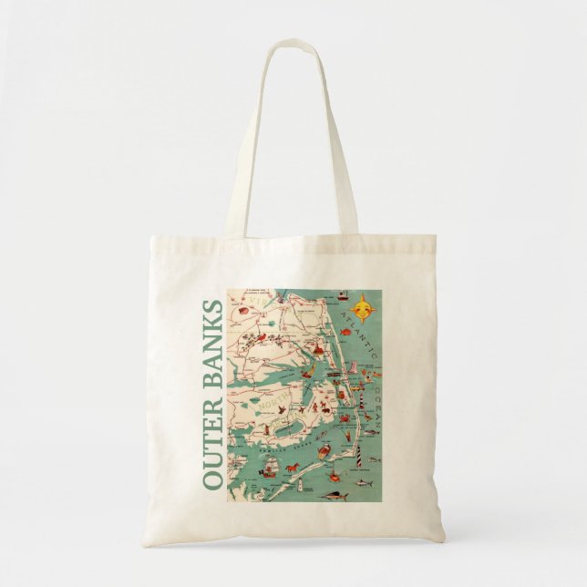 The Outer Banks Map Tote Bag (Front)