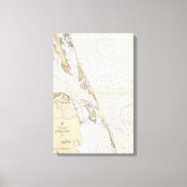 The Outer Banks of North Carolina Nautical Chart Canvas Print (Front)