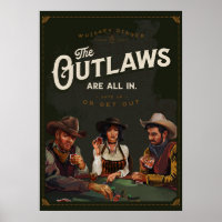 The Outlaws Are All In: Cowboy Poker Game Man Cave