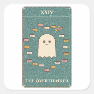 The Overthinker Tarot Card Square Sticker