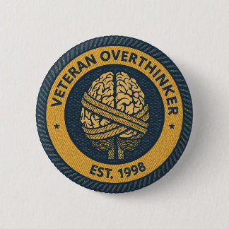 The "OVERTHINKING" Merit Badge Button