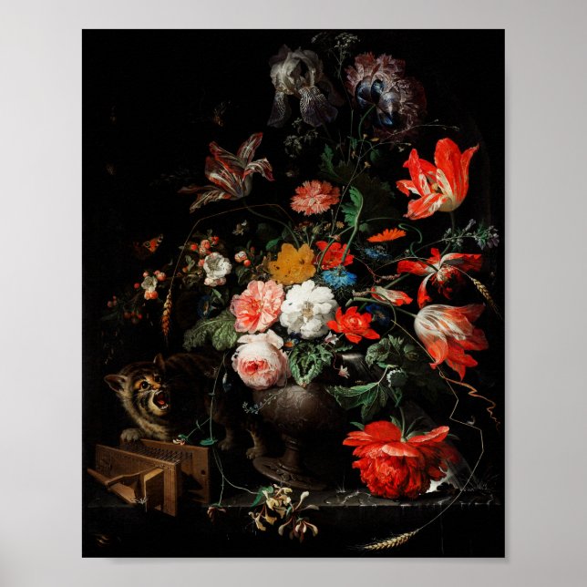 The Overturned Bouquet  Abraham Mignon Painting Poster (Front)