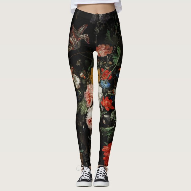 The Overturned Bouquet by Abraham Mignon Leggings (Front)
