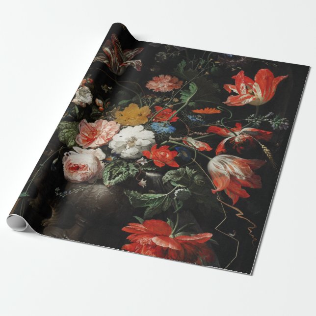 The Overturned Bouquet by Abraham Mignon Wrapping Paper (Unrolled)
