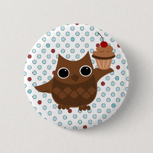 The Owl and the Cupcake 6 Cm Round Badge