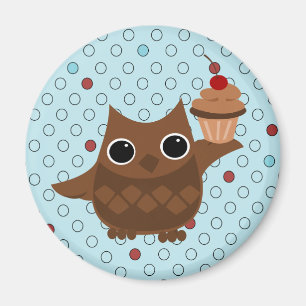 The Owl and the Cupcake Magnet
