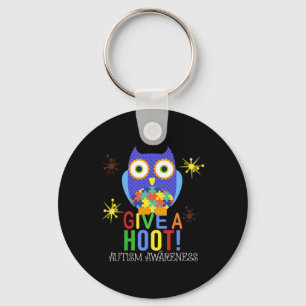 The Owl Give A Hoot Autism Awareness For Kid Women Key Ring