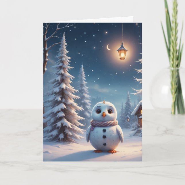 The Owl of Winter Joy  Holiday Card (Front)