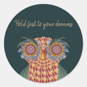 The Owl of wisdom and flowers Classic Round Sticker