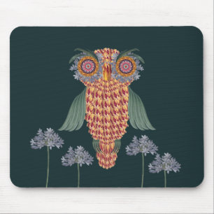 The Owl of wisdom and flowers Mouse Pad