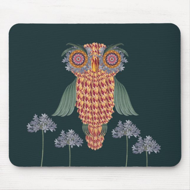 The Owl of wisdom and flowers Mouse Pad (Front)
