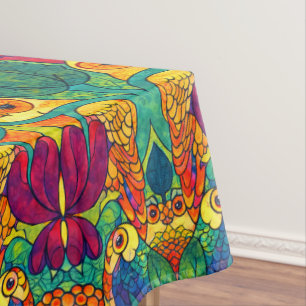 The Owl Retro Art Nouveau Pattern by Voysey Tablecloth