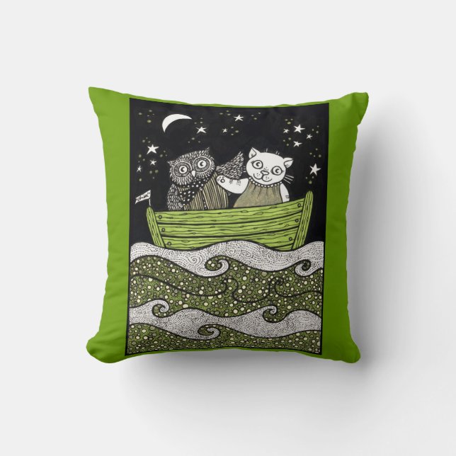The Owl & the Pussycat Love Throw Pillow (Front)