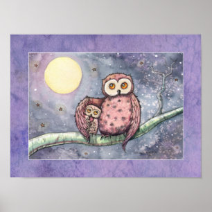The Owls and the Moon Print