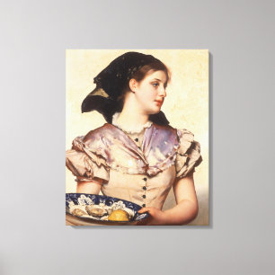 The Oyster Girl (by Karl Gussow) Canvas Print