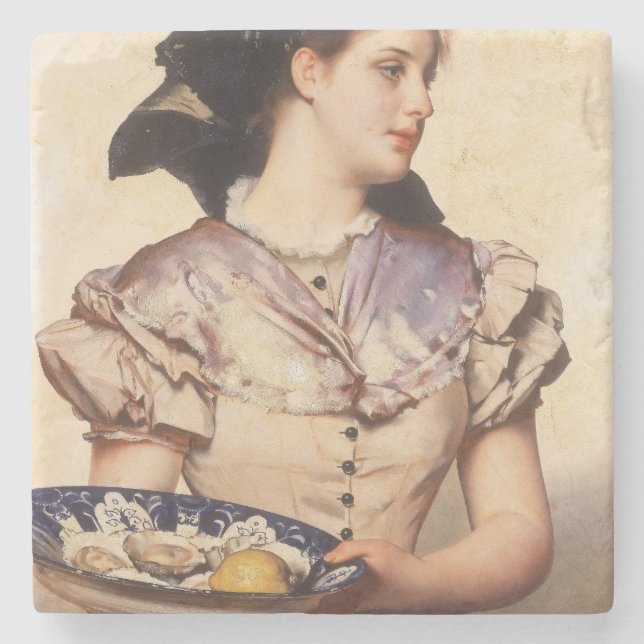 The Oyster Girl (by Karl Gussow) Stone Coaster (Front)