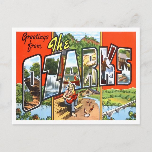 The Ozarks Vintage Big Letters Postcard (Front)
