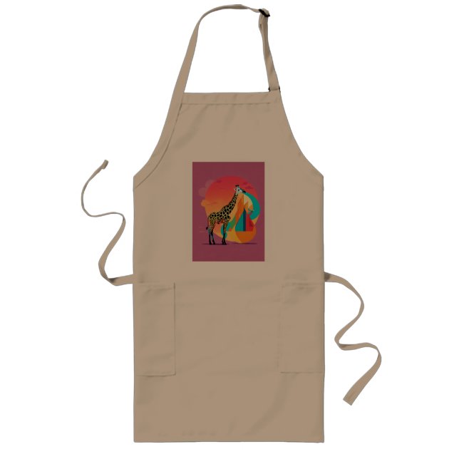 The Painted Giraffe | Vibrant & Artistic Logo Desi Long Apron (Front)