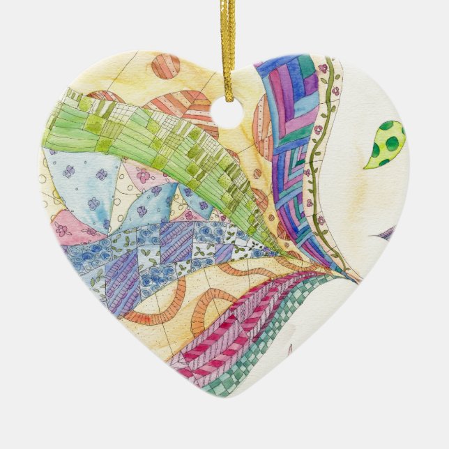 The Painted Quilt Ceramic Tree Decoration (Front)
