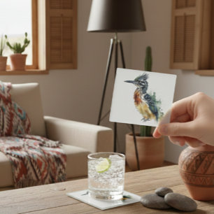 The Painted Runner, Watercolor Roadrunner Glass Coaster