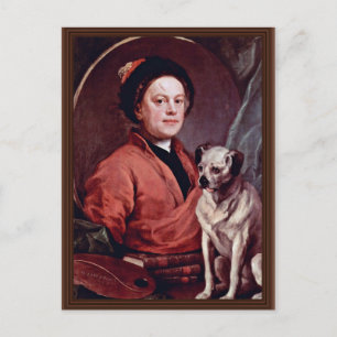 The Painter And His Pug Self Portrait By Hogarth, Postcard