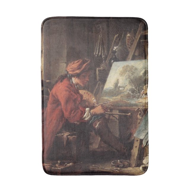 The Painter in His Studio (by François Boucher) Bath Mat (Front Vertical)