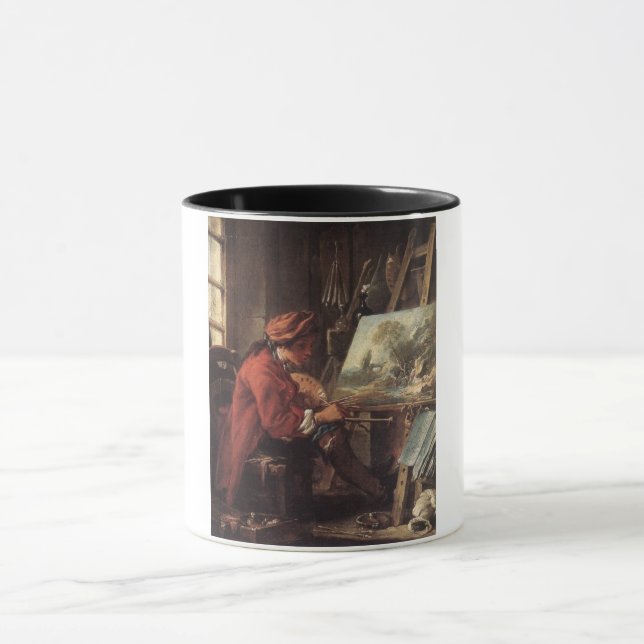 The Painter in His Studio (by François Boucher) Mug (Center)