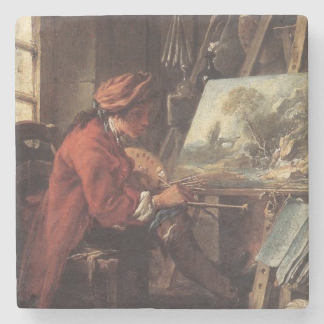 The Painter in His Studio (by François Boucher) Stone Coaster (Front)