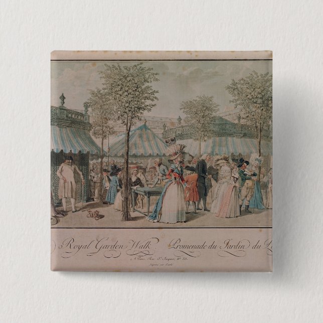 The Palais Royal Garden Walk, 1787 15 Cm Square Badge (Front)
