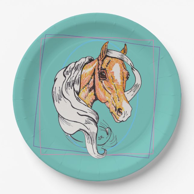 The Palomino (teal) Paper Plate (Front)