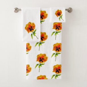 'The Pansy Party' on a Bathroom Towel Set (II)