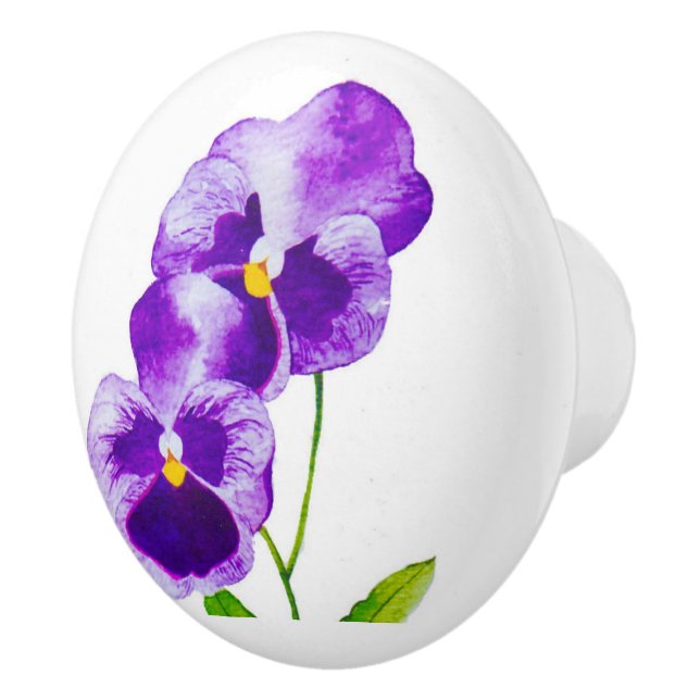 'The Pansy Party' on a Ceramic Knob (II) (Right)